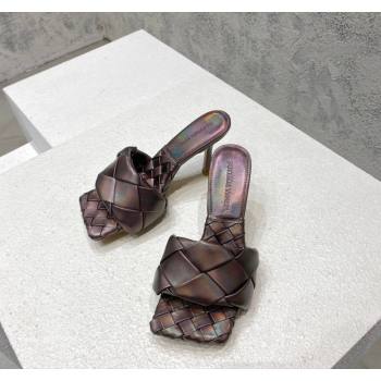Bottega Veneta Lido Heel Slide Sandals 9.5cm in Intrecciato Leather Bronze 2024 0430 (MD-240430179)