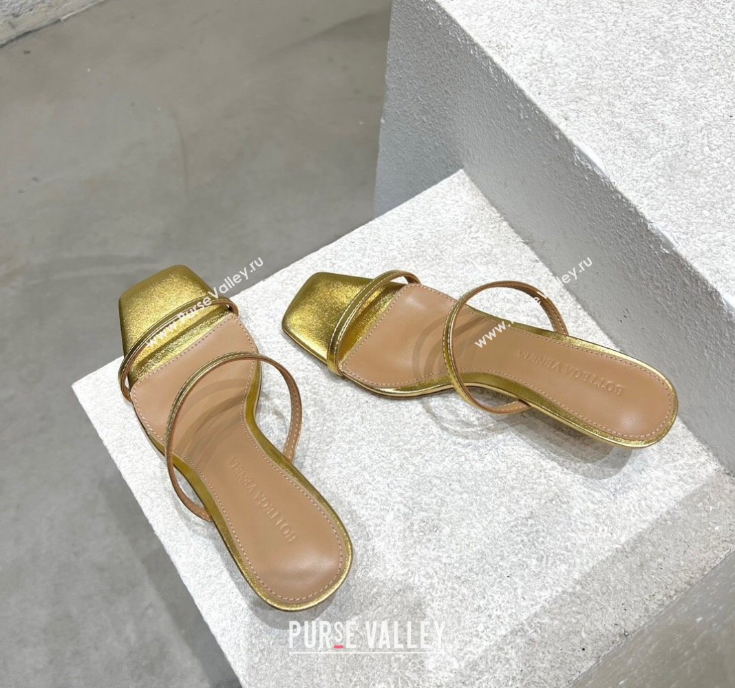 Bottega Veneta Knot Slide Sandals 4.5cm in Calfskin Gold 2024 0429 (MD-240430146)