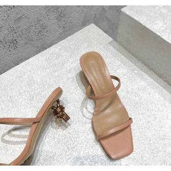 Bottega Veneta Knot Slide Sandals 4.5cm in Calfskin Pink 2024 0429 (MD-240430147)