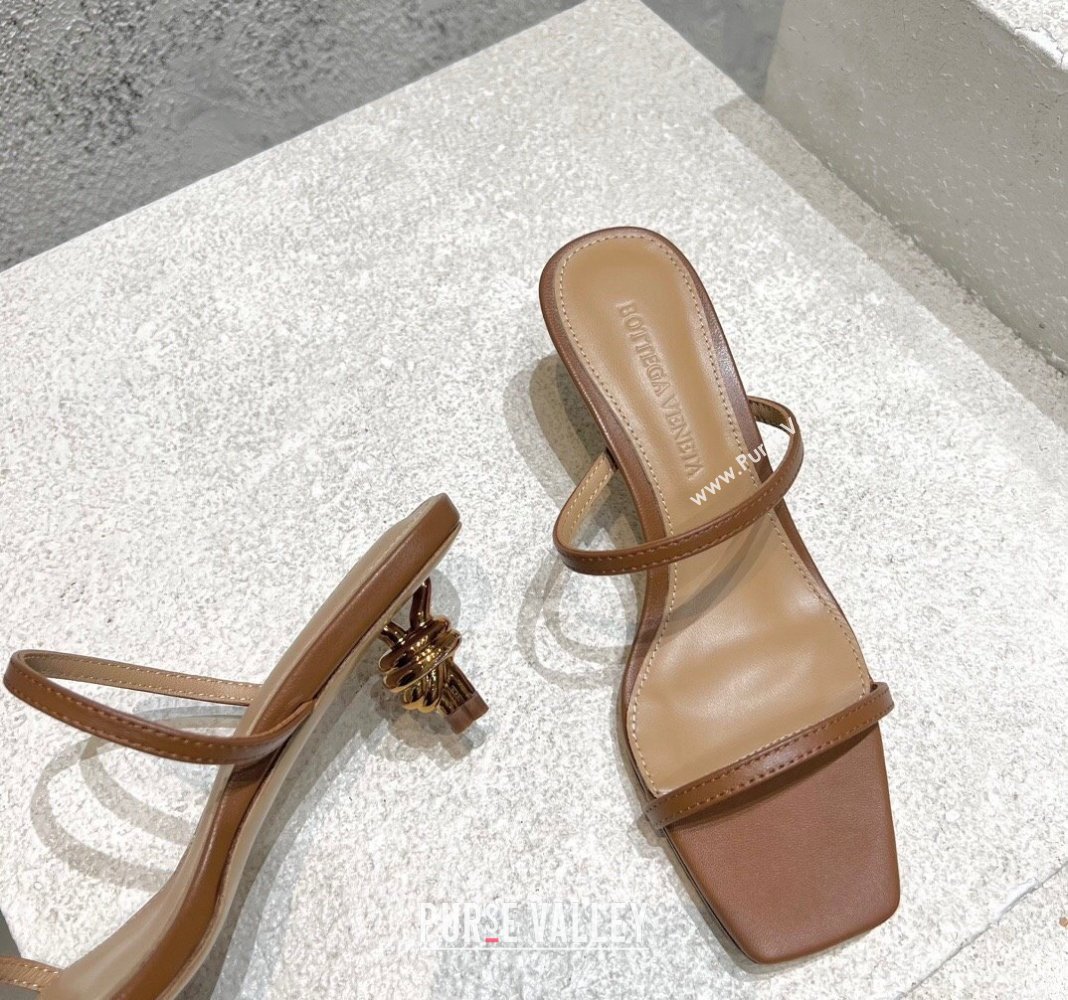 Bottega Veneta Knot Slide Sandals 4.5cm in Calfskin Brown 2024 0429 (MD-240430148)