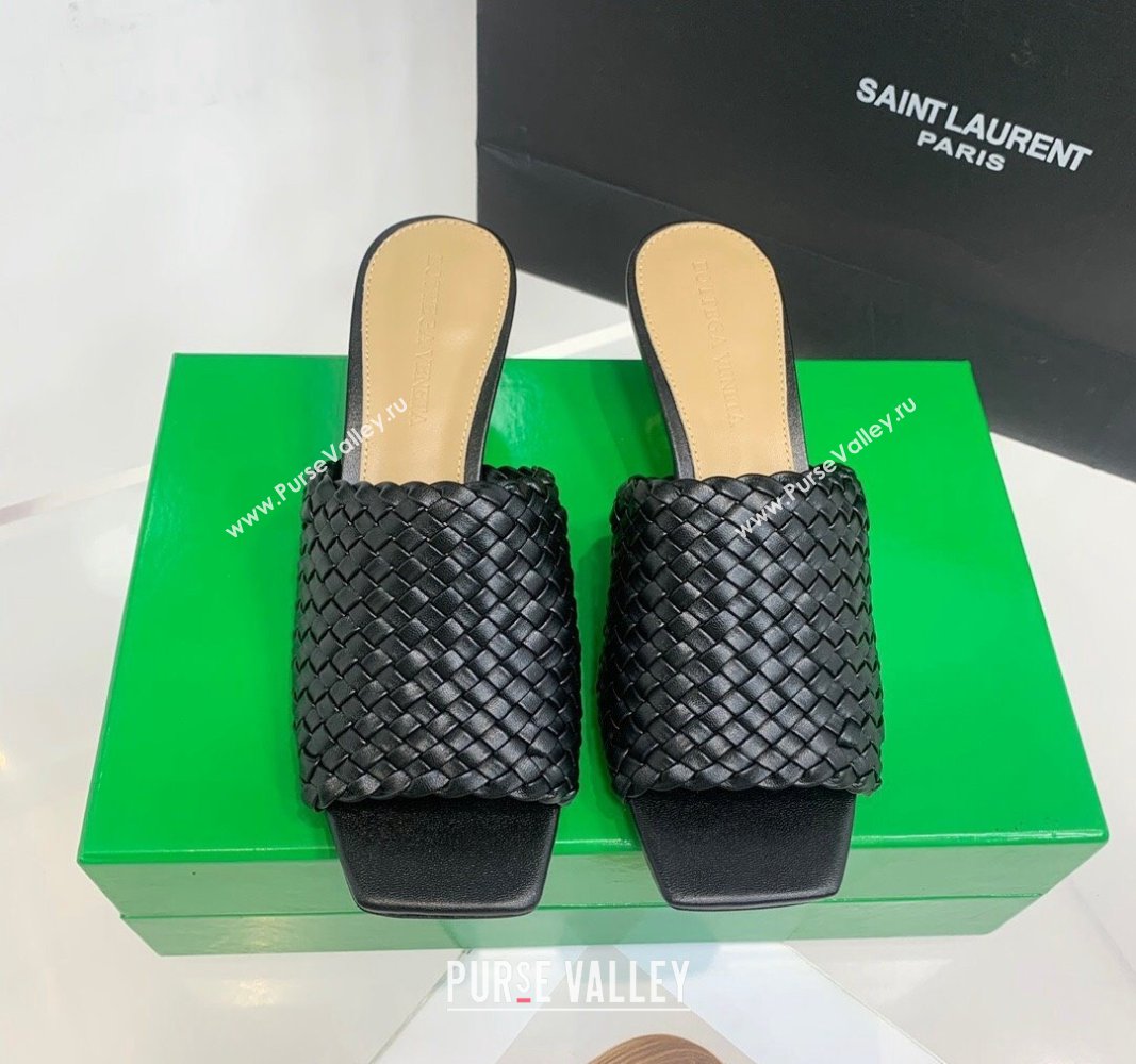 Bottega Veneta Knot Slide Sandals 4.5cm in Intreccio Leather Black 2024 0430 (KER-240430149)