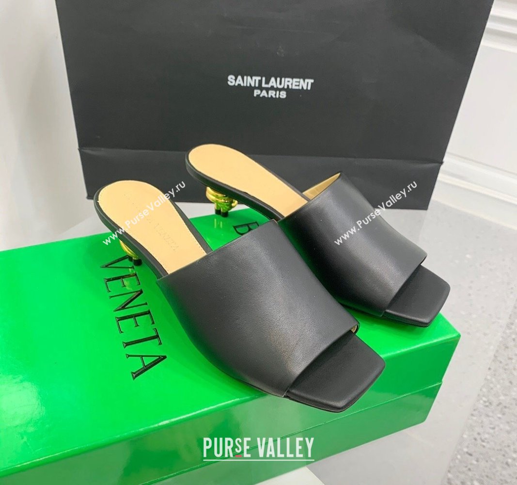 Bottega Veneta Knot Slide Sandals 4.5cm in Calfskin Black 2024 0430 (KER-240430154)