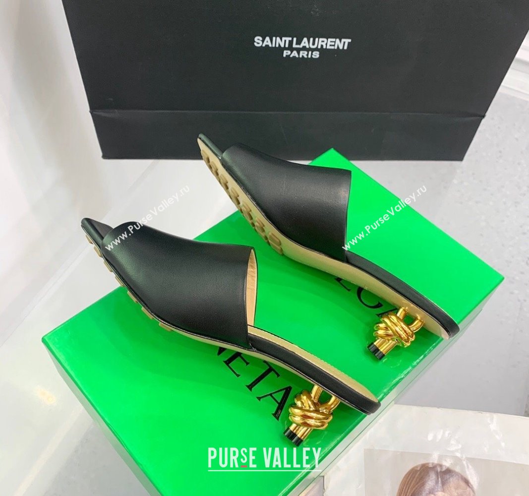 Bottega Veneta Knot Slide Sandals 4.5cm in Calfskin Black 2024 0430 (KER-240430154)