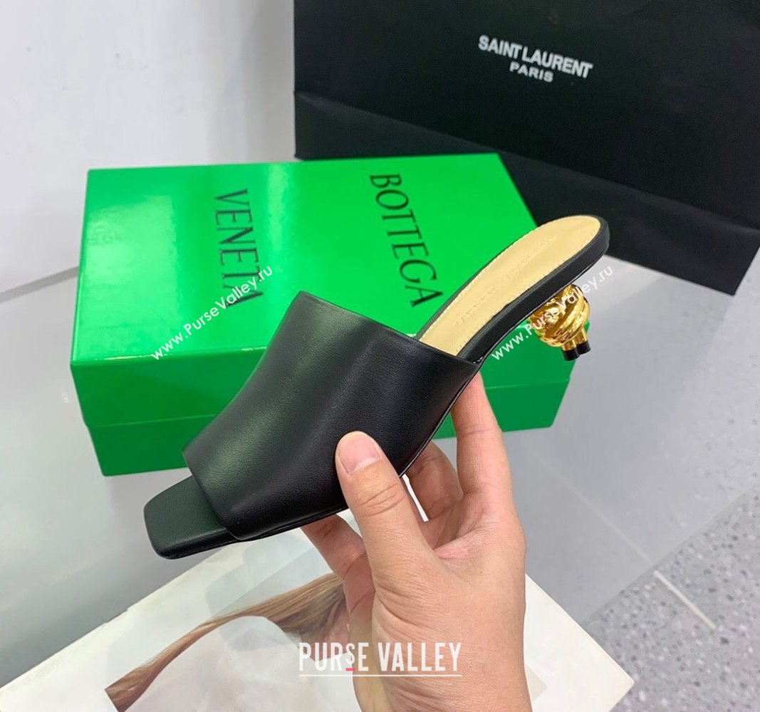 Bottega Veneta Knot Slide Sandals 4.5cm in Calfskin Black 2024 0430 (KER-240430154)