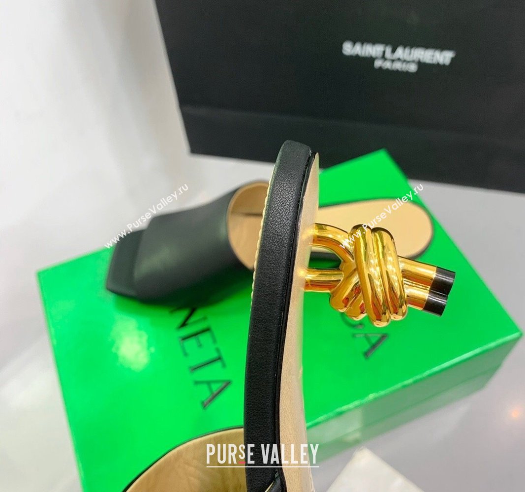 Bottega Veneta Knot Slide Sandals 4.5cm in Calfskin Black 2024 0430 (KER-240430154)