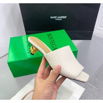 Bottega Veneta Knot Slide Sandals 4.5cm in Calfskin White 2024 0430 (KER-240430155)