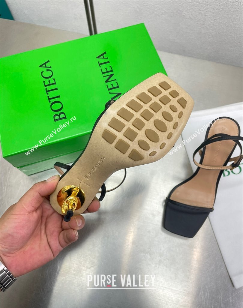 Bottega Veneta Knot Sandals 9cm in Lambskin Black 2024 0430 (MD-240430137)