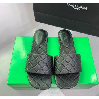Bottega Veneta Amy Flat Slide Sandals in Lambskin Black 2024 0430 (KER-240430157)