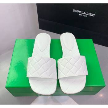 Bottega Veneta Amy Flat Slide Sandals in Lambskin White 2024 0430 (KER-240430158)