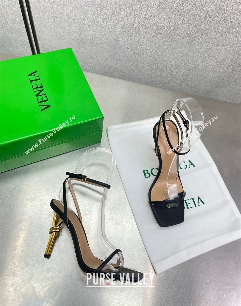 Bottega Veneta Knot Sandals 9cm in Lambskin Black 2024 0430 (MD-240430137)