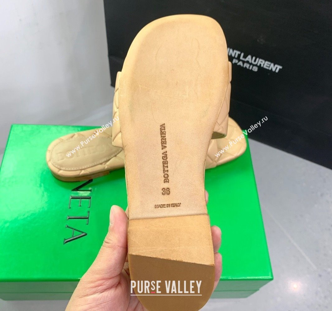 Bottega Veneta Amy Flat Slide Sandals in Lambskin Beige 2024 0430 (KER-240430159)