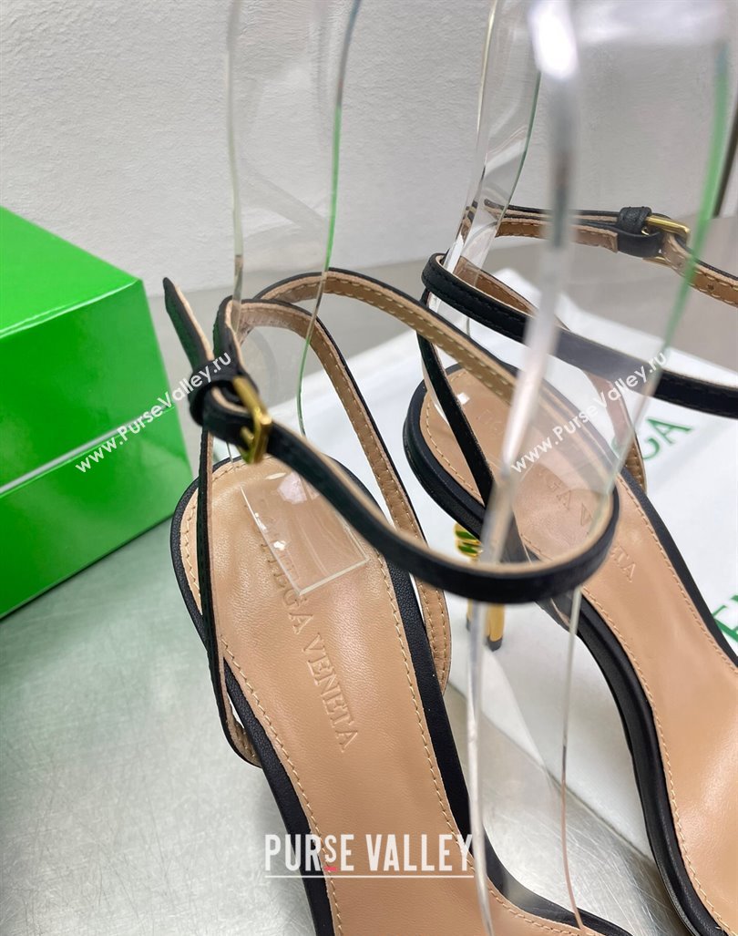 Bottega Veneta Knot Sandals 9cm in Lambskin Black 2024 0430 (MD-240430137)