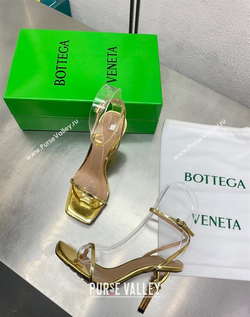 Bottega Veneta Knot Sandals 9cm in Lambskin Gold 2024 0430 (MD-240430138)