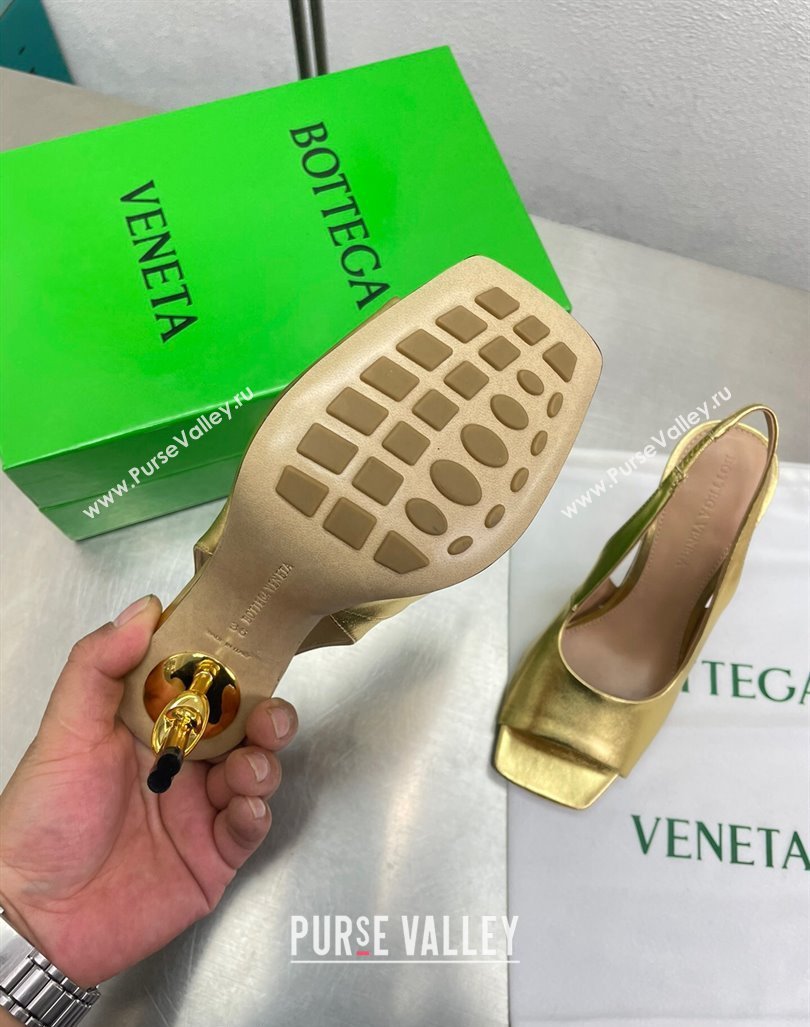 Bottega Veneta Knot Sandals 9cm in Lambskin Gold 2024 0429 (MD-240430139)