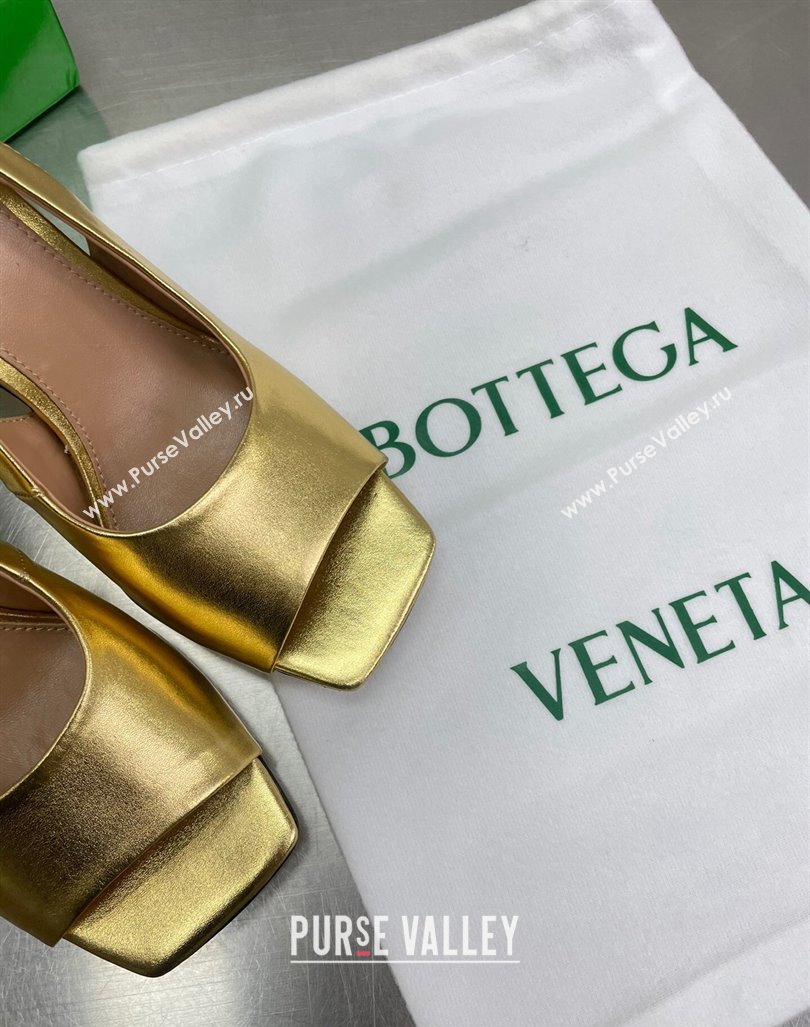 Bottega Veneta Knot Sandals 9cm in Lambskin Gold 2024 0429 (MD-240430139)