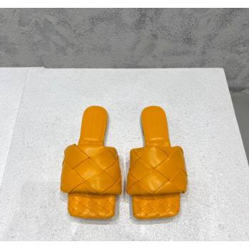 Bottega Veneta Lido Flat Slide Sandals in Intrecciato Leather Orange Yellow 2024 0430 (MD-240430191)