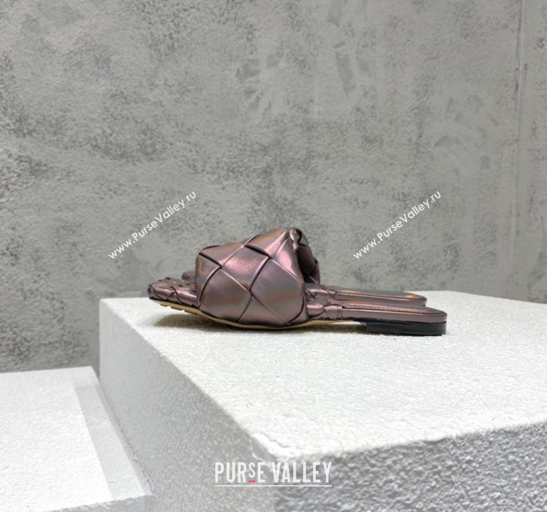 Bottega Veneta Lido Flat Slide Sandals in Intrecciato Leather Bronze 2024 0430 (MD-240430194)