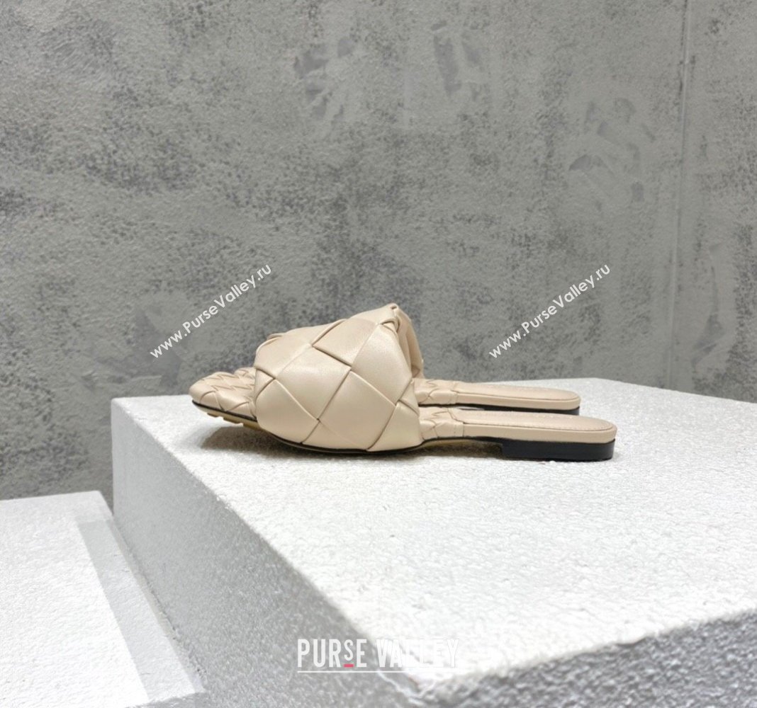 Bottega Veneta Lido Flat Slide Sandals in Intrecciato Leather Light Beige 2024 0430 (MD-240430196)