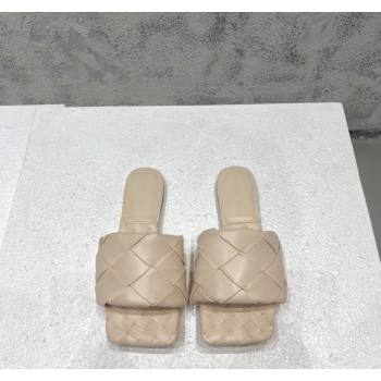 Bottega Veneta Lido Flat Slide Sandals in Intrecciato Leather Light Beige 2024 0430 (MD-240430196)