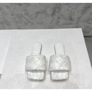 Bottega Veneta Lido Flat Slide Sandals in Intrecciato Leather Snow White 2024 0430 (MD-240430197)