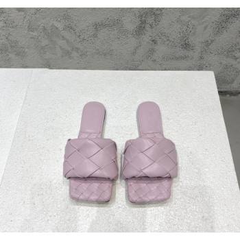 Bottega Veneta Lido Flat Slide Sandals in Intrecciato Leather Light Purple 2024 0430 (MD-240430198)