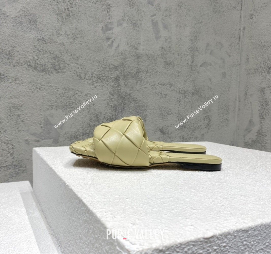 Bottega Veneta Lido Flat Slide Sandals in Intrecciato Leather Pale Green 2024 0430 (MD-240430200)