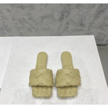 Bottega Veneta Lido Flat Slide Sandals in Intrecciato Leather Pale Green 2024 0430 (MD-240430200)