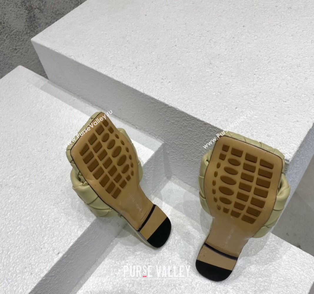 Bottega Veneta Lido Flat Slide Sandals in Intrecciato Leather Pale Green 2024 0430 (MD-240430200)