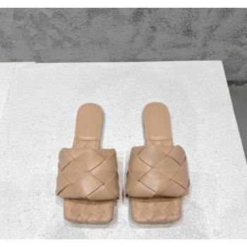 Bottega Veneta Lido Flat Slide Sandals in Intrecciato Leather Rose Beige 2024 0430 (MD-240430201)