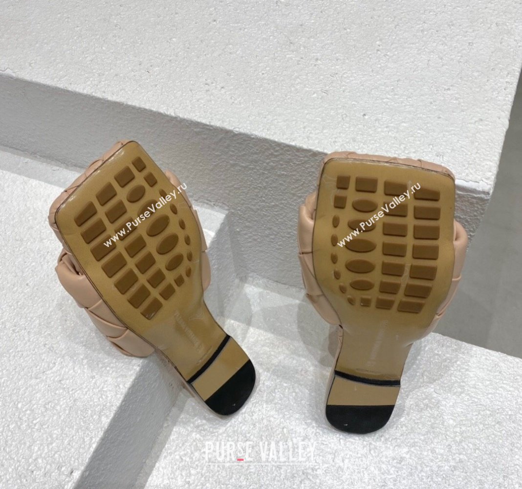 Bottega Veneta Lido Flat Slide Sandals in Intrecciato Leather Rose Beige 2024 0430 (MD-240430201)