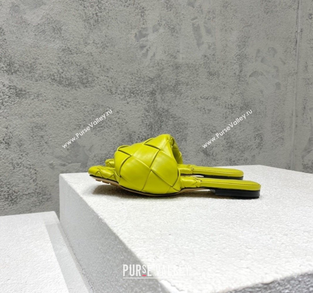 Bottega Veneta Lido Flat Slide Sandals in Intrecciato Leather Kiwi Green 2024 0430 (MD-240430202)