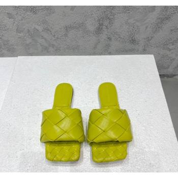 Bottega Veneta Lido Flat Slide Sandals in Intrecciato Leather Kiwi Green 2024 0430 (MD-240430202)