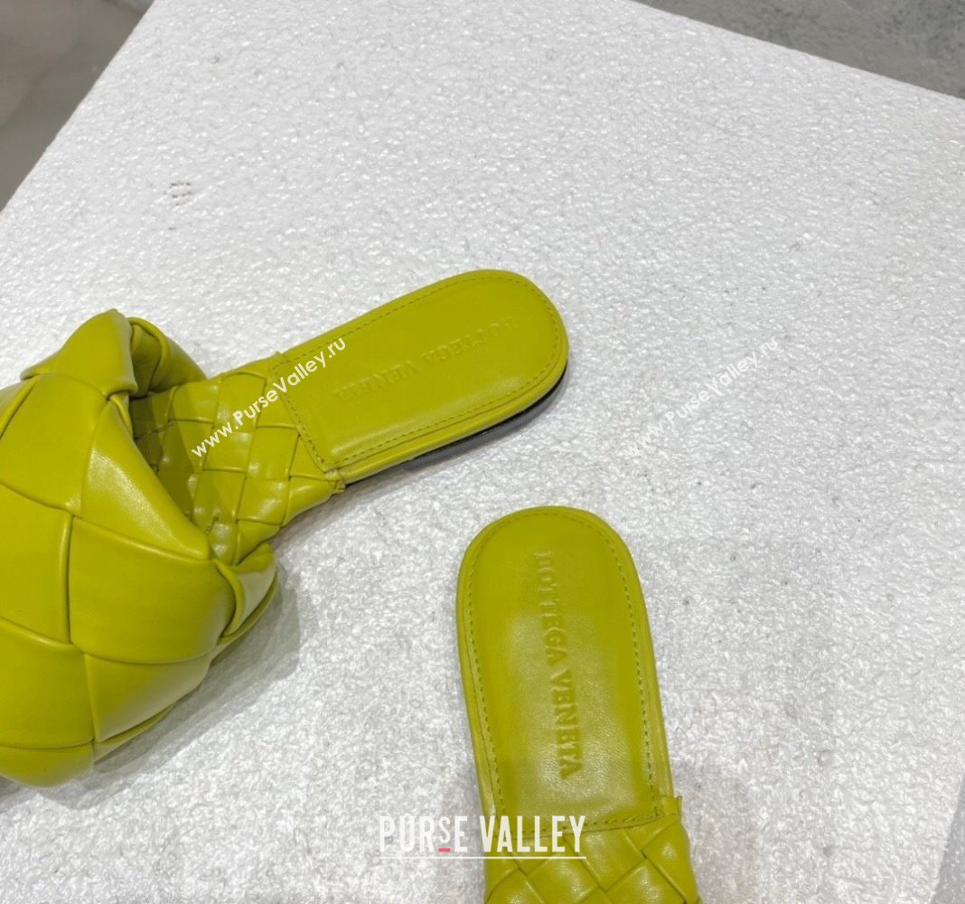 Bottega Veneta Lido Flat Slide Sandals in Intrecciato Leather Kiwi Green 2024 0430 (MD-240430202)