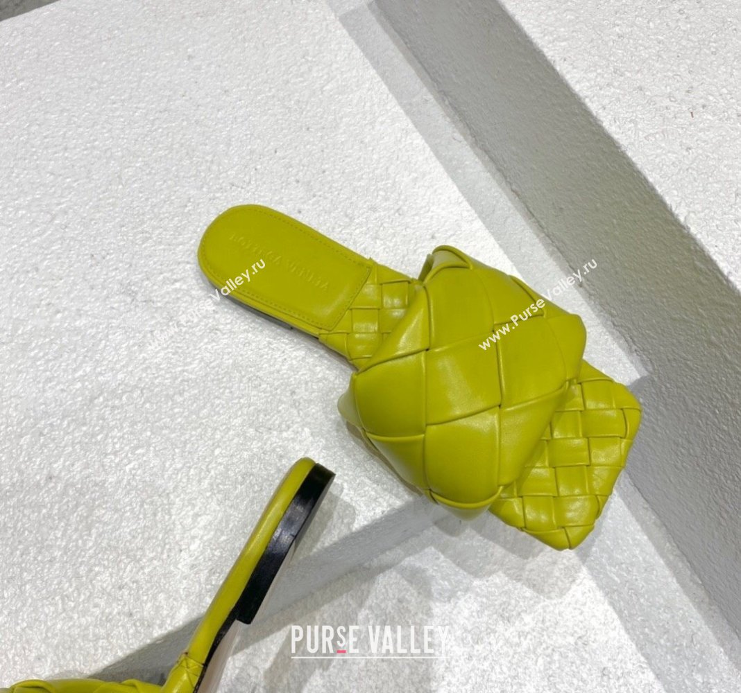 Bottega Veneta Lido Flat Slide Sandals in Intrecciato Leather Kiwi Green 2024 0430 (MD-240430202)