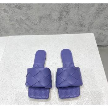 Bottega Veneta Lido Flat Slide Sandals in Intrecciato Leather Violet Purple 2024 0430 (MD-240430204)