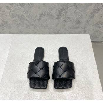 Bottega Veneta Lido Flat Slide Sandals in Intrecciato Leather Black 2024 0430 (MD-240430205)