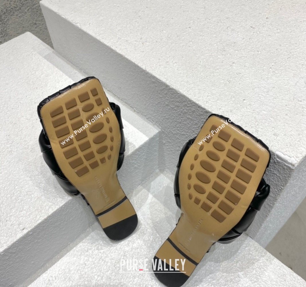 Bottega Veneta Lido Flat Slide Sandals in Intrecciato Leather Black 2024 0430 (MD-240430205)