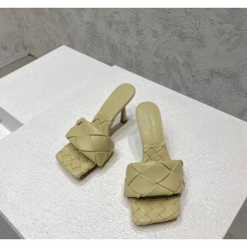 Bottega Veneta Lido Heel Slide Sandals 9.5cm in Intrecciato Leather Pale Green 2024 0430 (MD-240430185)