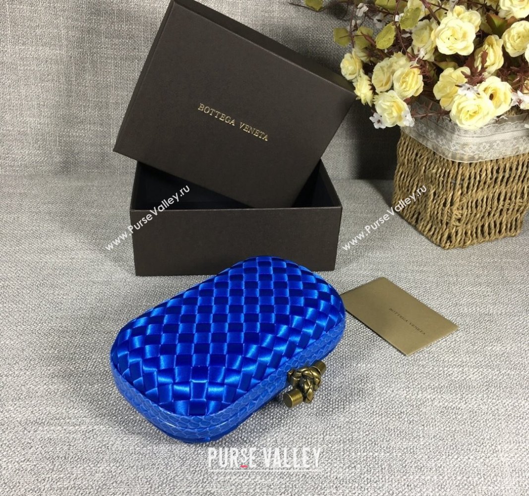 Bottega Veneta Satin Knot Mini Clutch Shiny Blue 2024 BV8651 (WT-240528013)