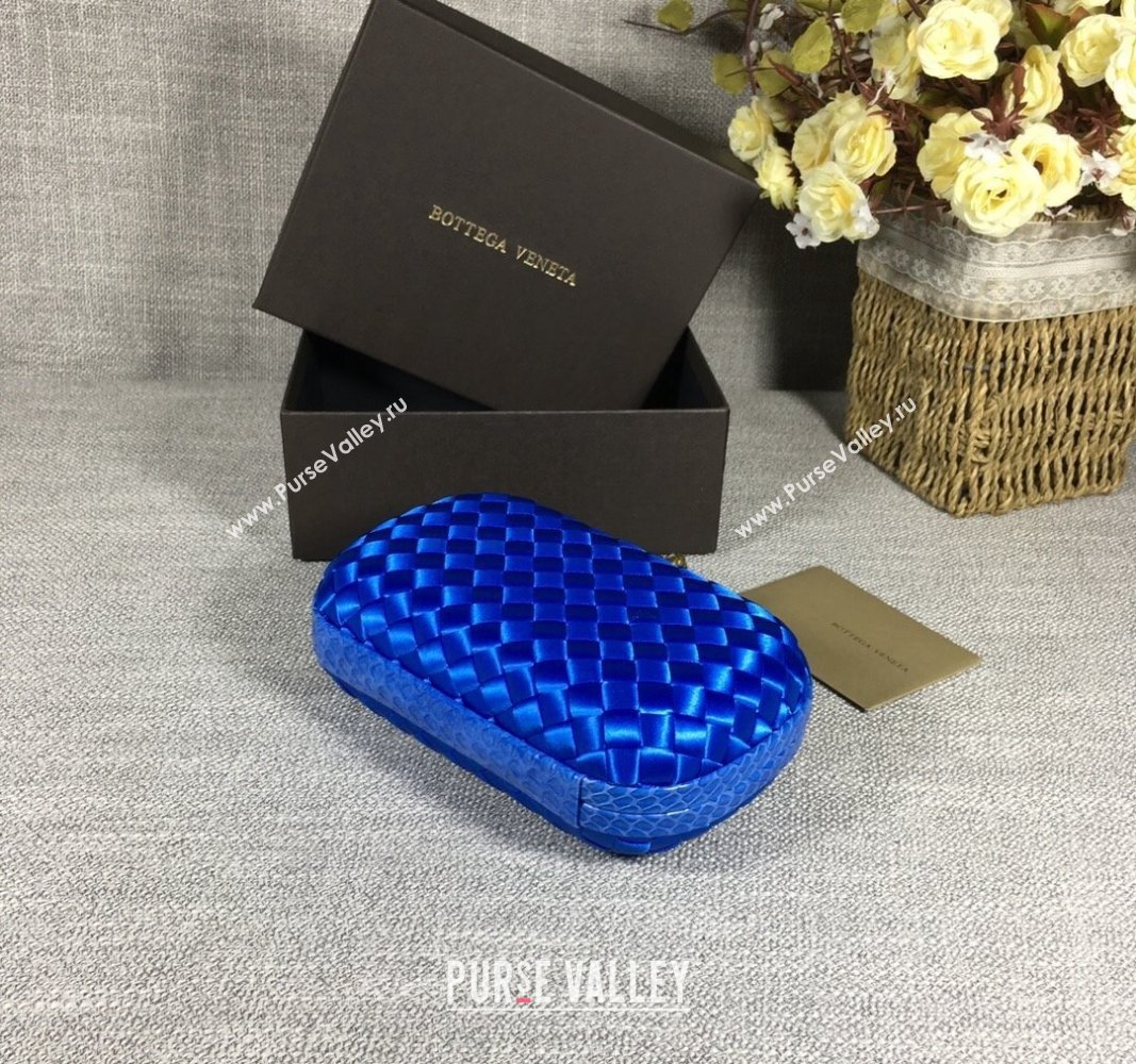 Bottega Veneta Satin Knot Mini Clutch Shiny Blue 2024 BV8651 (WT-240528013)