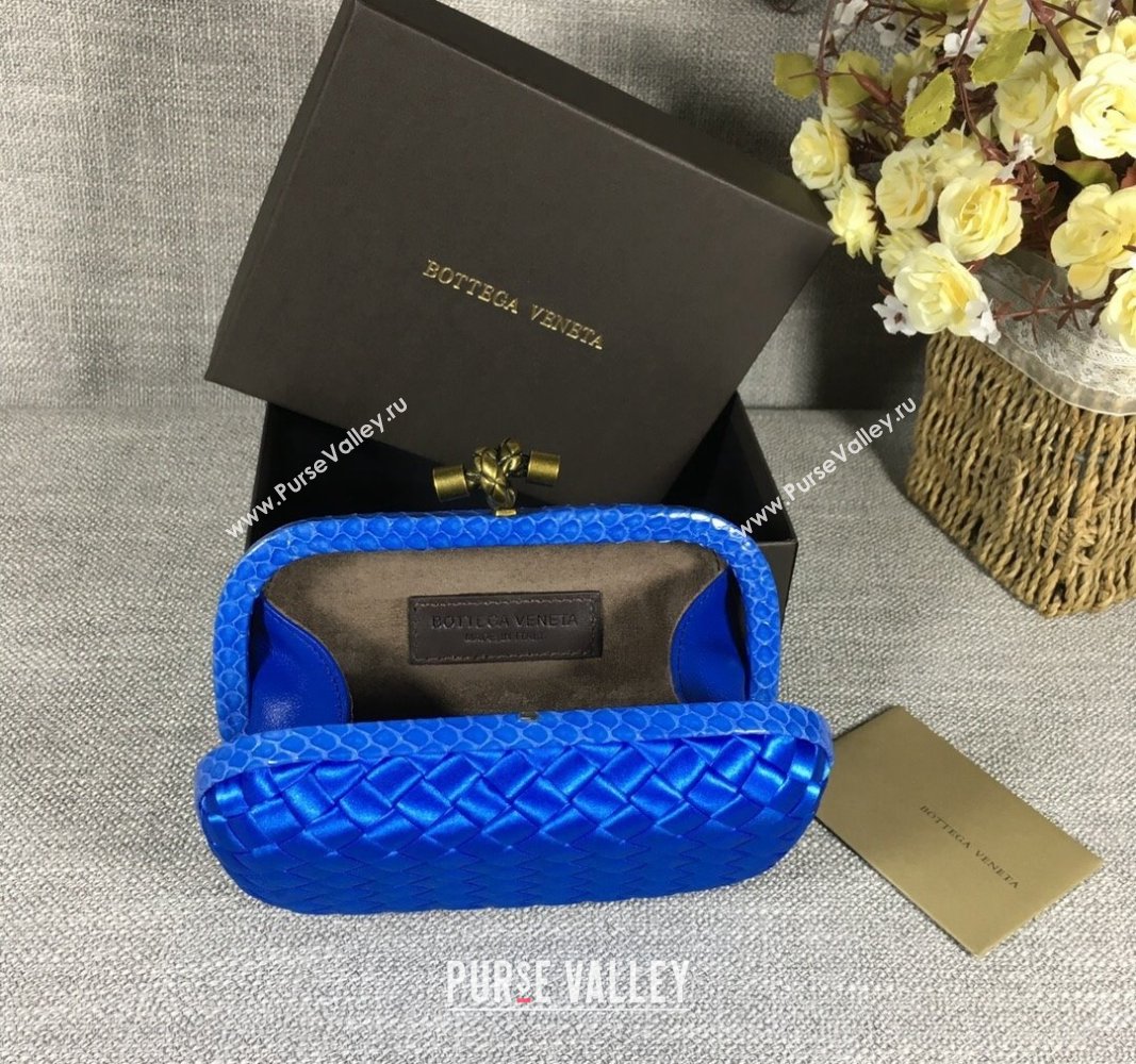 Bottega Veneta Satin Knot Mini Clutch Shiny Blue 2024 BV8651 (WT-240528013)