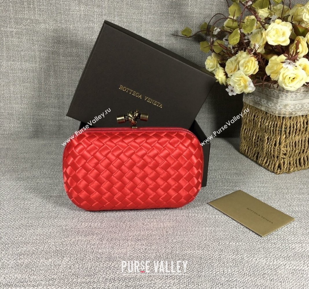 Bottega Veneta Satin Knot Mini Clutch Red 2024 BV8651 (WT-240528014)