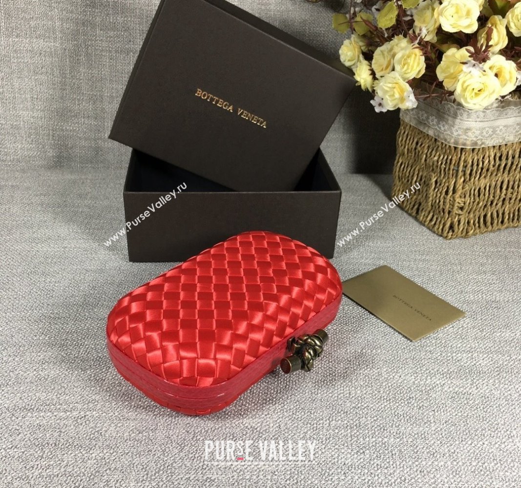 Bottega Veneta Satin Knot Mini Clutch Red 2024 BV8651 (WT-240528014)