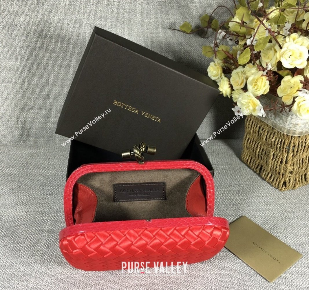 Bottega Veneta Satin Knot Mini Clutch Red 2024 BV8651 (WT-240528014)