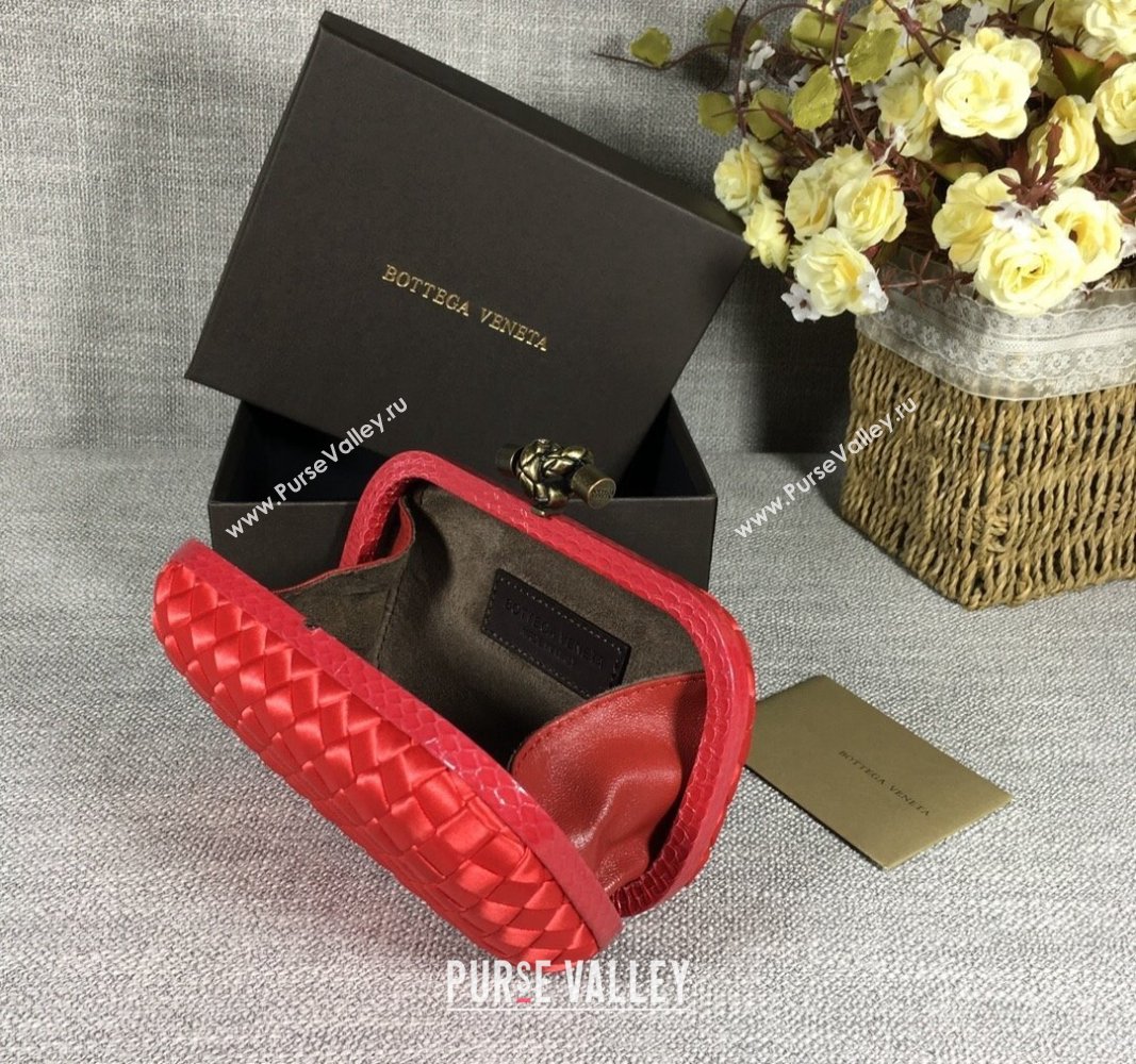 Bottega Veneta Satin Knot Mini Clutch Red 2024 BV8651 (WT-240528014)