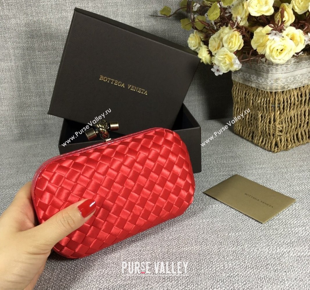 Bottega Veneta Satin Knot Mini Clutch Red 2024 BV8651 (WT-240528014)