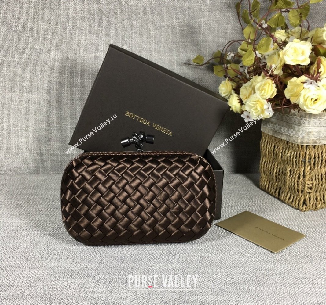 Bottega Veneta Satin Knot Mini Clutch Dark Coffee 2024 BV8651 (WT-240528016)