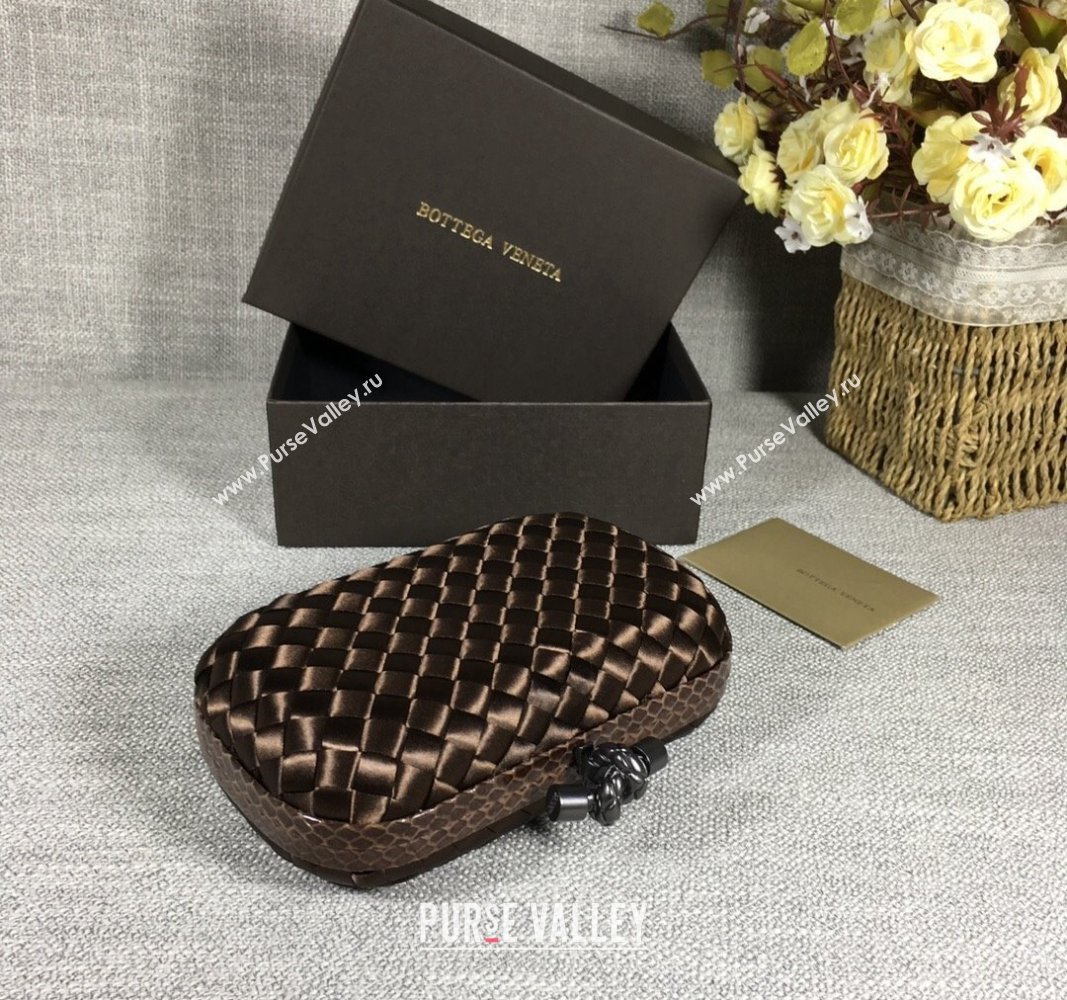 Bottega Veneta Satin Knot Mini Clutch Dark Coffee 2024 BV8651 (WT-240528016)