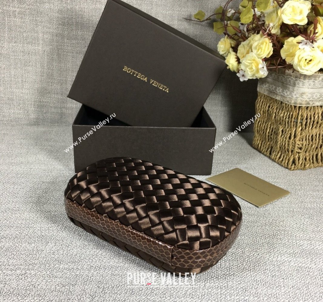 Bottega Veneta Satin Knot Mini Clutch Dark Coffee 2024 BV8651 (WT-240528016)