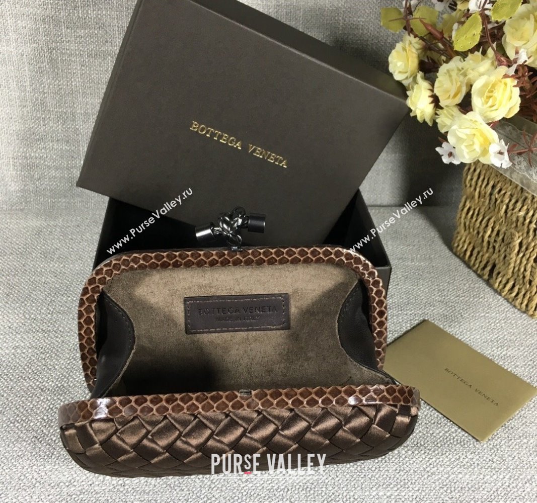 Bottega Veneta Satin Knot Mini Clutch Dark Coffee 2024 BV8651 (WT-240528016)